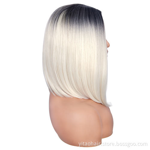 FZY Wholesale price high quality synthetic fibre  wig gold high  ombre color short bob synthetic hair wig vendor